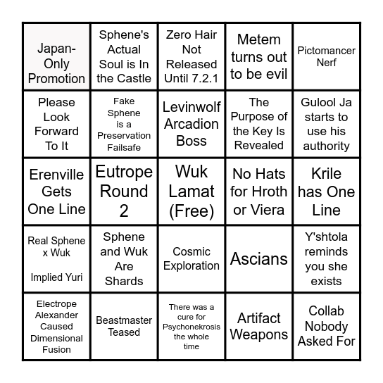 7.2 Bingo Card