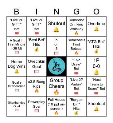 The Ice Guys Betcast 2/6/25 Bingo Card