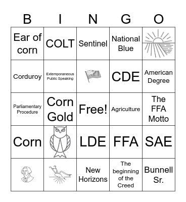 FFA Bingo Card