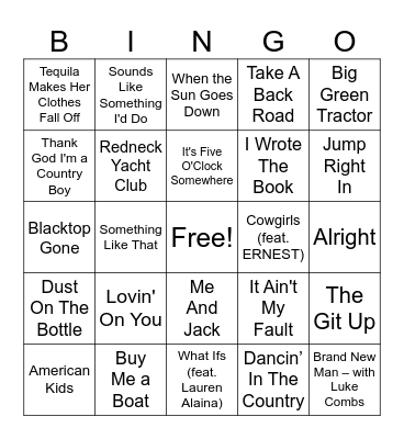 Country Music Bingo Round 2 Bingo Card