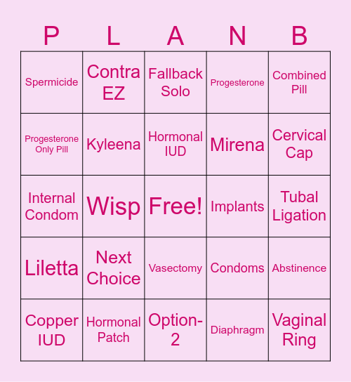 PPGA Plan Boo <3 Bingo Card