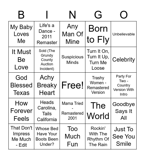 Country Music Bingo Round 3 Bingo Card