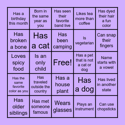 Find Someone Who... Bingo Card