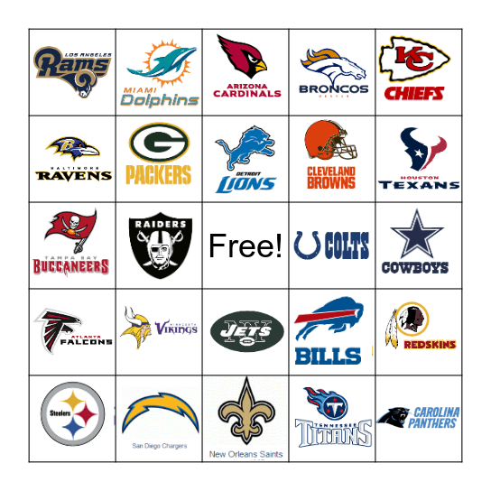 ELKS FOOTBALL BINGO Card