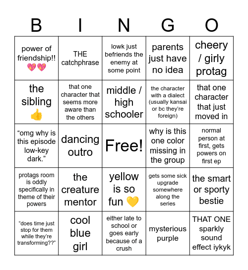 magical girl bingo (real) Bingo Card