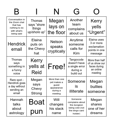 Anastasia's Bingo Card Bingo Card