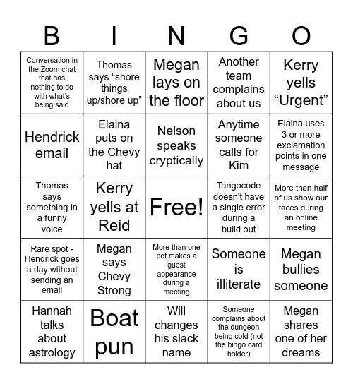 Anastasia's Bingo Card Bingo Card