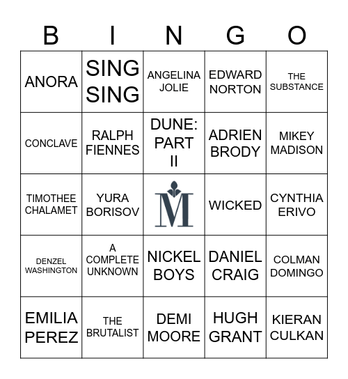 RED CARPET BINGO Card