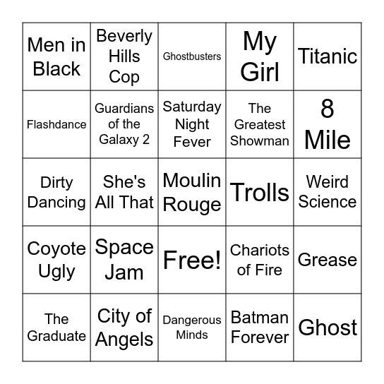 Movie Music Bingo Card