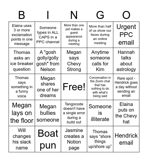 Kerry-Ann's Bingo Card Bingo Card