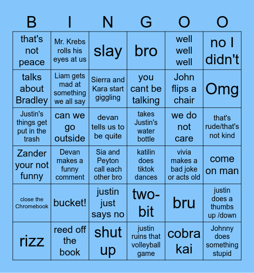 class bingo Card