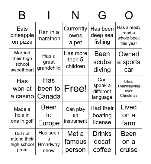 Senior Bingo Card 1 Bingo Card