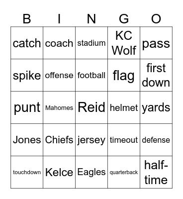 Chiefsingo Bingo Card