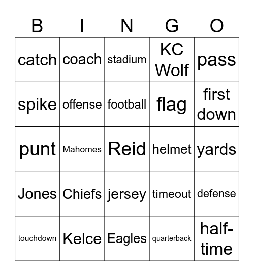 Chiefsingo Bingo Card