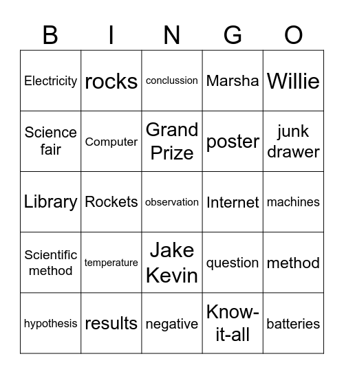 Jake Drake Know It All Bingo Card