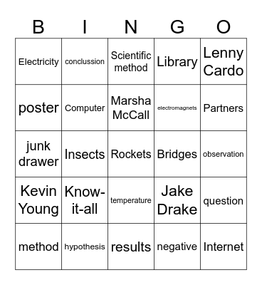 Jake Drake Know It All Bingo Card
