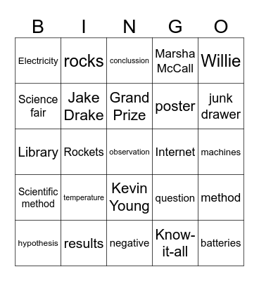 Jake Drake Know It All Bingo Card