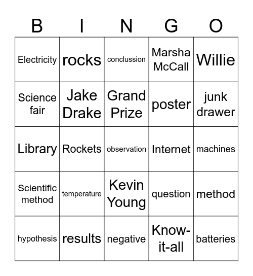 Jake Drake Know It All Bingo Card