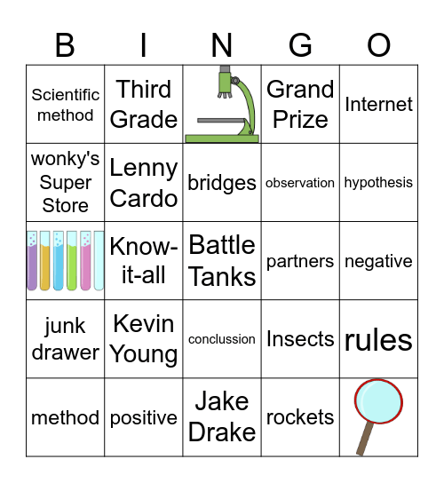 Jake Drake Know It All Bingo Card