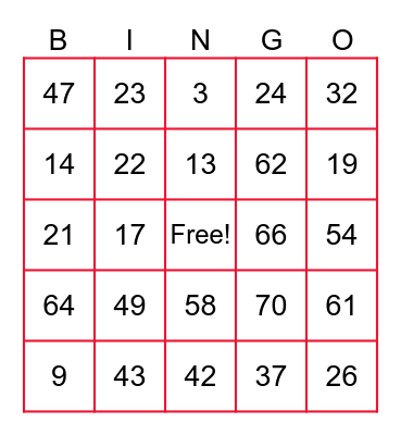 ASA Lunar New Year Bingo Card