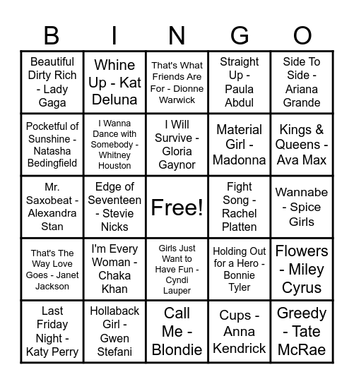 Women Artist Bingo! Bingo Card
