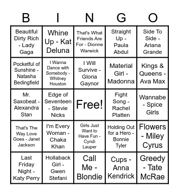 Women Artist Bingo! Bingo Card