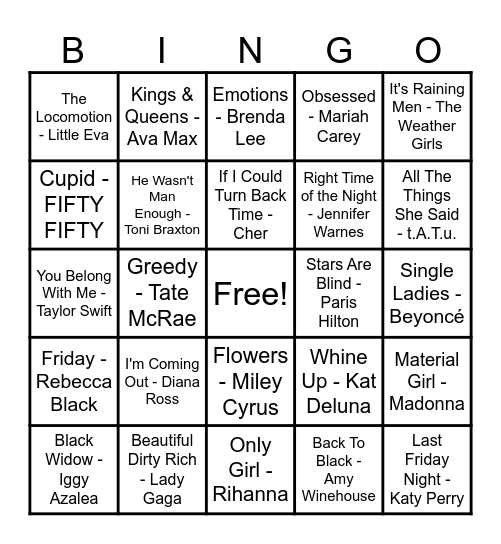 Women Artist Bingo! Bingo Card