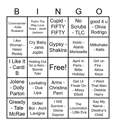 Women Artist Bingo! Bingo Card