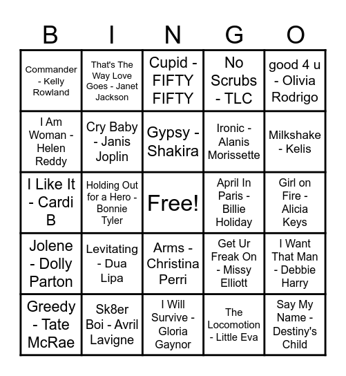 Women Artist Bingo! Bingo Card