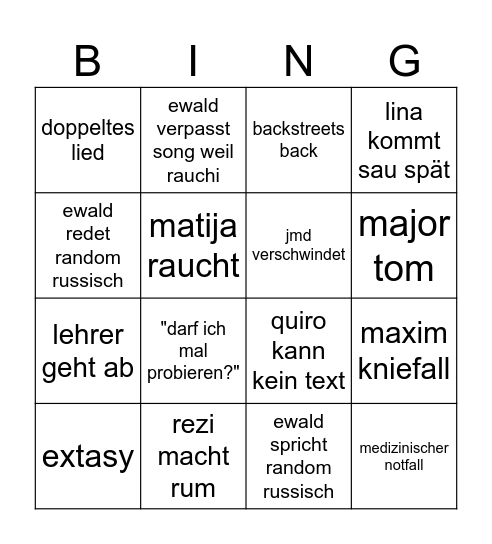grünes haus chronicles Bingo Card