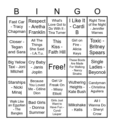 Women Artist Bingo! Bingo Card