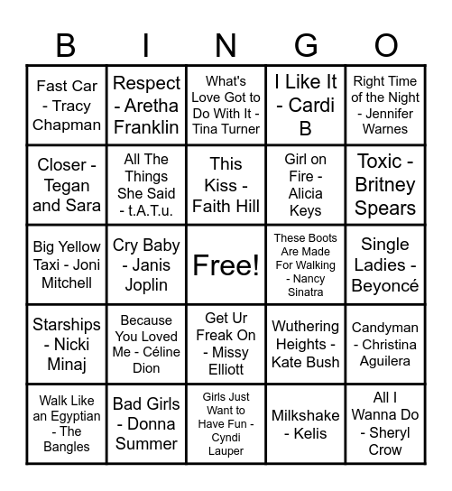 Women Artist Bingo! Bingo Card