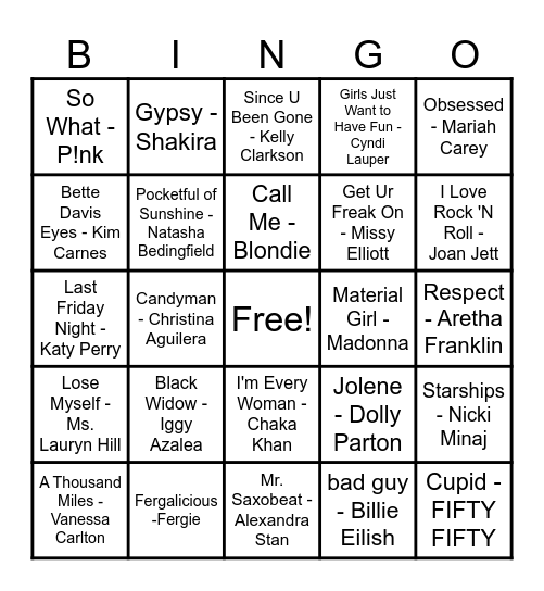 Women Artist Bingo! Bingo Card