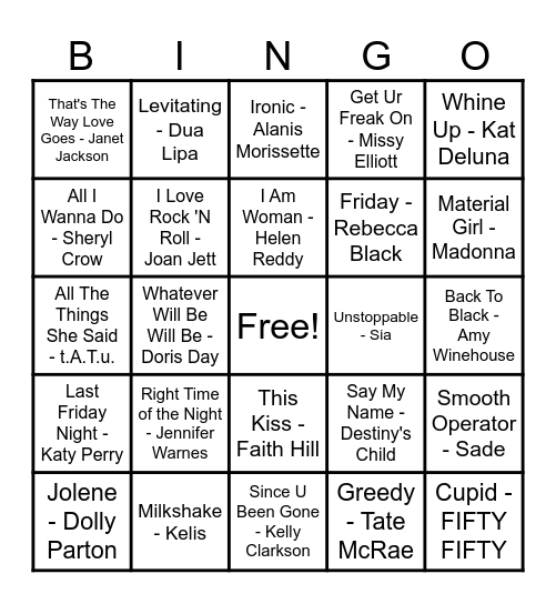Women Artist Bingo! Bingo Card