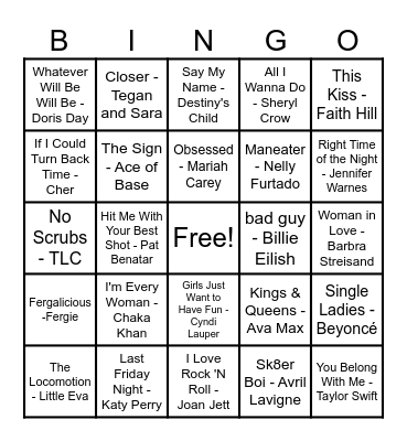 Women Artist Bingo! Bingo Card