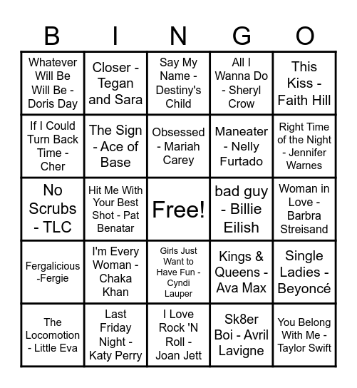 Women Artist Bingo! Bingo Card