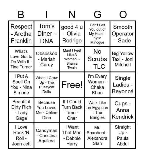 Women Artist Bingo! Bingo Card