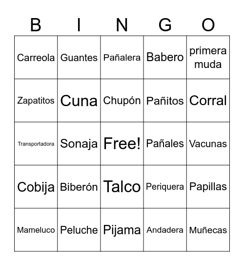 Baby Shower Charlie Bingo Card