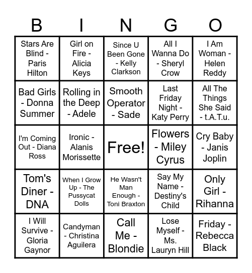 Women Artist Bingo! Bingo Card