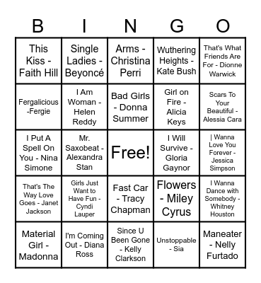 Women Artist Bingo! Bingo Card