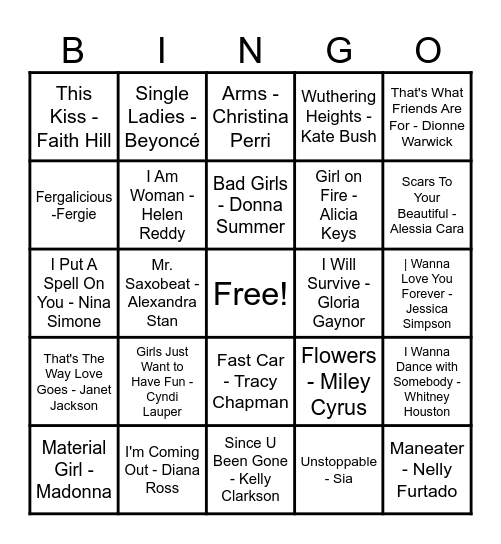 Women Artist Bingo! Bingo Card