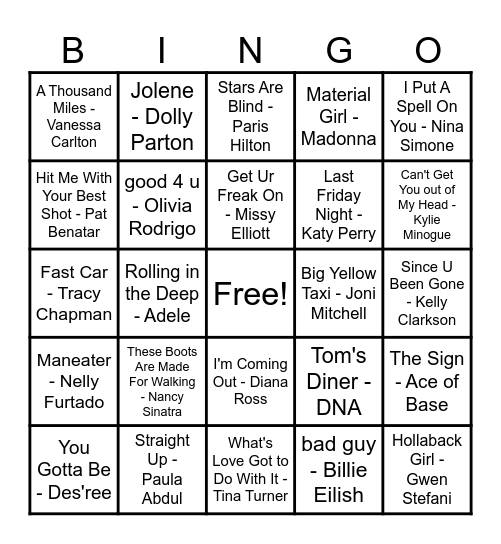 Women Artist Bingo! Bingo Card