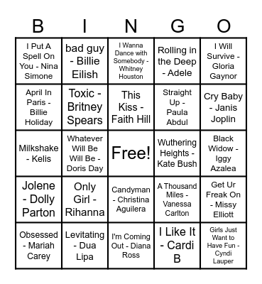 Women Artist Bingo! Bingo Card