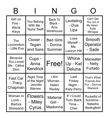 Women Artist Bingo! Bingo Card