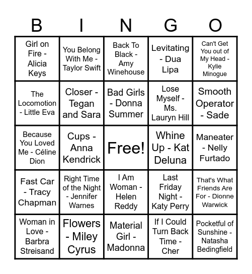 Women Artist Bingo! Bingo Card