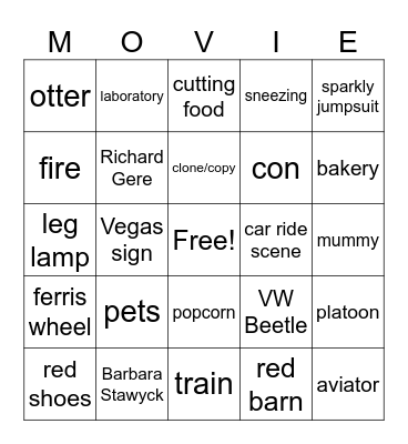 Movie Bingo Card