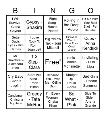 Women Artist Bingo! Bingo Card