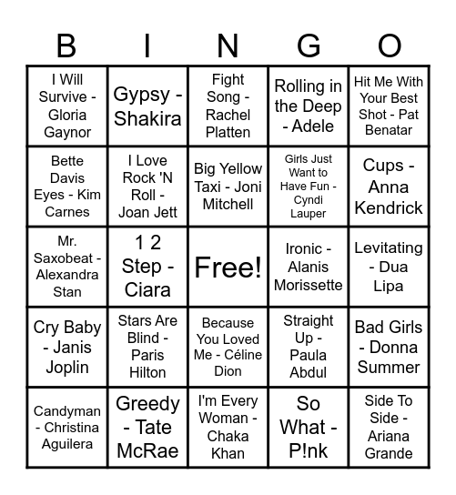Women Artist Bingo! Bingo Card