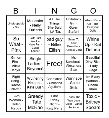 Women Artist Bingo! Bingo Card