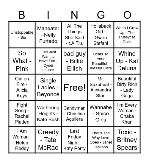 Women Artist Bingo! Bingo Card